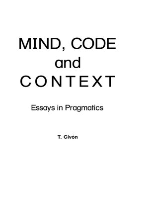 cover image of Mind, Code and Context